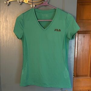 Fila Teal V-Neck Short Sleeve Tee